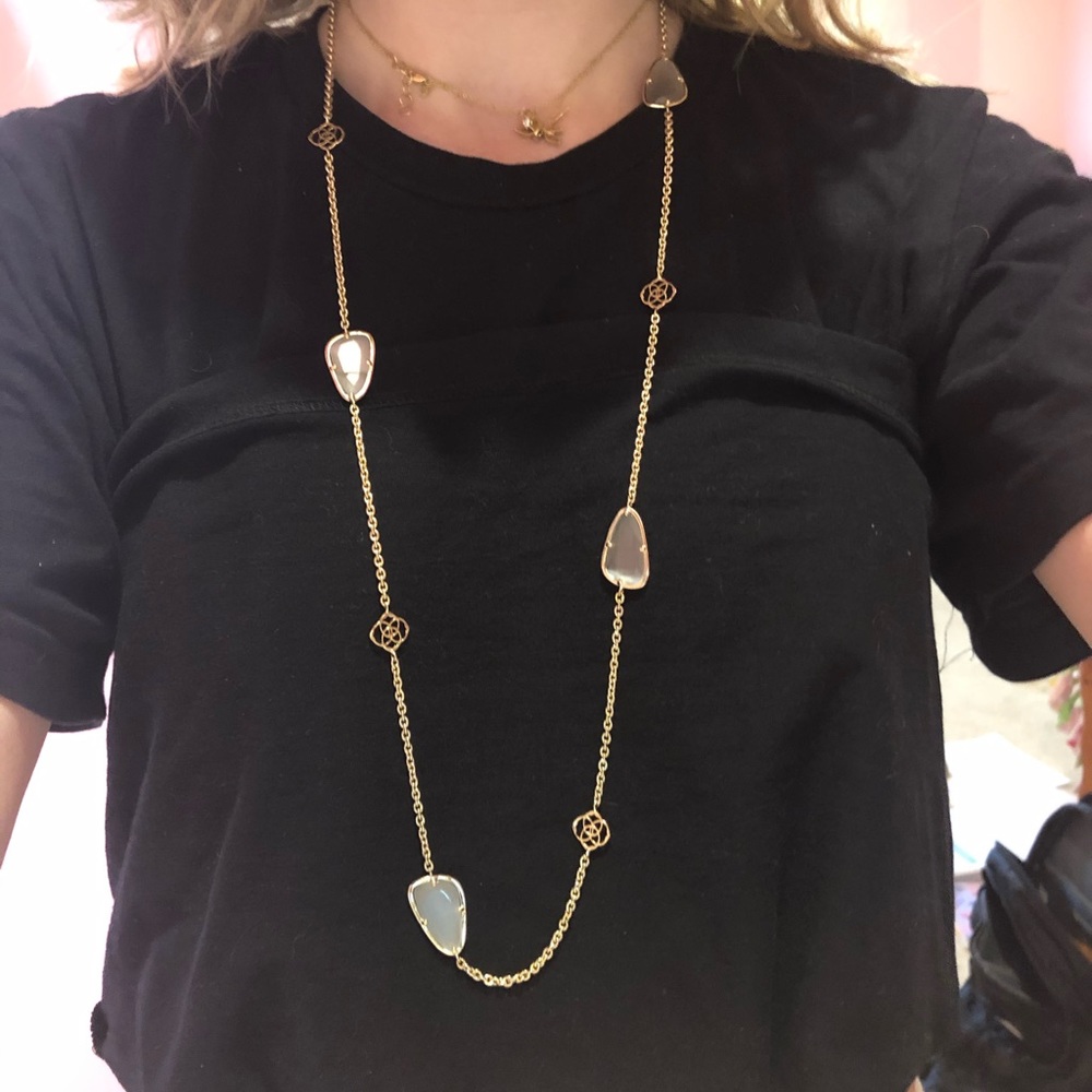 Kendra Scott long necklace (w gray stones & logos)
